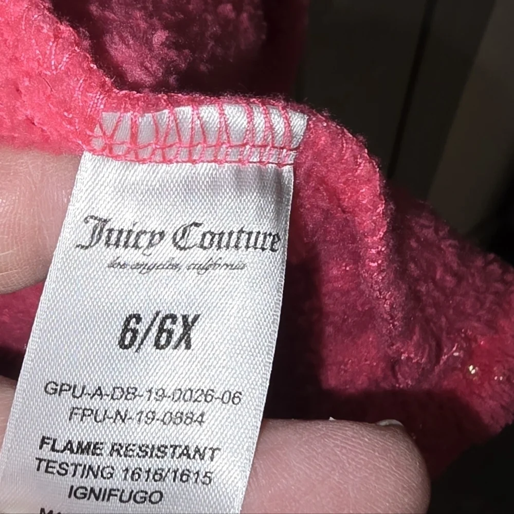 Juicy Couture Hot Pink w/ Gold All Over Print JC Logo Childs Girls Youth 6 6X S